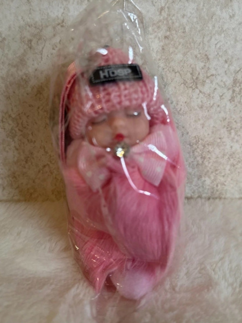 Pink Baby sleeping keychain or bag charm
